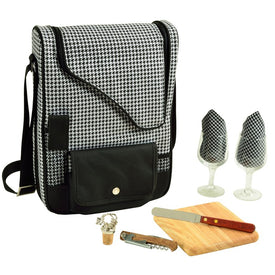 Bordeaux Wine & Cheese Cooler Bag with Glass Wine Glasses Equipped for Two
