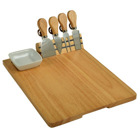 Windsor Hardwood Cheese Board with Four Tools, Ceramic Bowl and Cheese markers