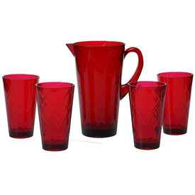 Diamond Ruby Acrylic Five-Piece Drinkware Set