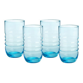 Spa 20 Oz Highball Glasses Set of 4 -Aqua