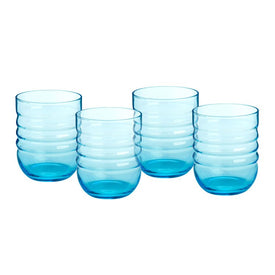 Spa 16 Oz Double Old Fashioned Glasses Set of 4 -Aqua