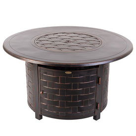 Perissa Woven Round Aluminum Liquid Propane Gas Fire Pit