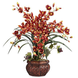 30" Faux Cymbidium with Decorative Vase
