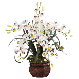 30" Faux Cymbidium with Decorative Vase