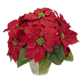 Poinsettia with Ceramic Vase Silk Arrangement