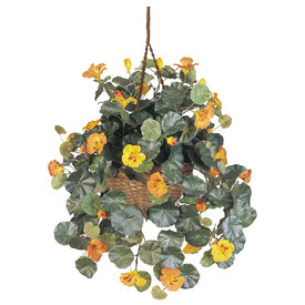 22" Faux Nasturtium Hanging Basket