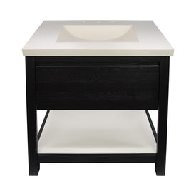 Solace 30"W x 21.75"L x 33"H Single Vanity without Top in Midnight Oak with Pearl Shelf