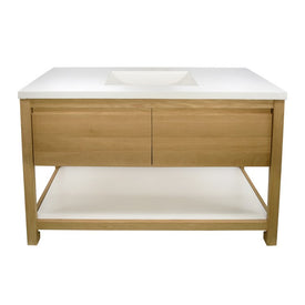 Solace 48"W x 21.75"L x 33"H Single Vanity without Top in Sunrise Oak with Pearl Shelf