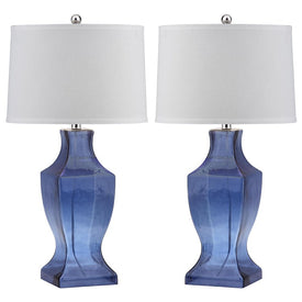 Glass Two-Light Bottom Table Lamps Set of 2 - Blue