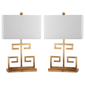 Greek Key Two-Light Table Lamps Set of 2 - Gold