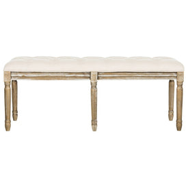 Rocha French Brasserie Tufted Traditional Bench - Beige/Rustic Oak