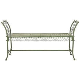 Arona Wrought Iron 51" W Outdoor Garden Bench - Antique Green