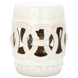 Ceramic Double Coin Stool - Cream