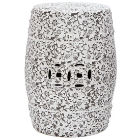 Flower & Vine Garden Stool - White Pattern
