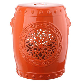 Flower Drum Garden Stool - Orange