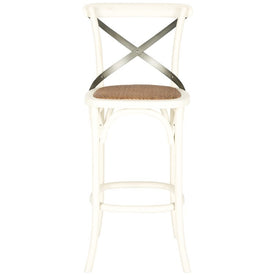 Eleanor X-Back Bar Stool - Distressed Ivory/Medium Brown