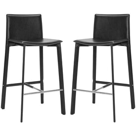 Janet 28.5" Bar Stools Set of 2 - Black/Chrome