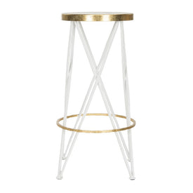 Hester Bar Stool - White/Gold - OPEN BOX