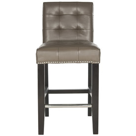 Thompson 23.9" Leather Counter Stool with Silver Nailheads - Clay/Espresso