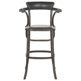 Kenny Bar Stool - Brass Nail Heads - Antique Black/Dark Umber