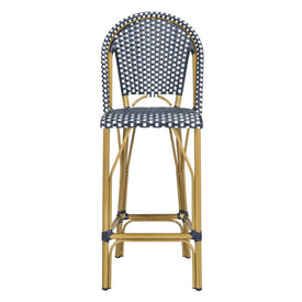 Ford Indoor/Outdoor Stacking French Bistro Bar Stool - Navy/White