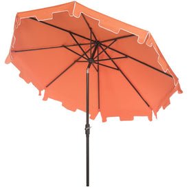 UV-Resistant Zimmerman 9 Ft Crank Market Push Button Tilt Umbrella with Flap - Orange/White