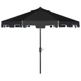 UV-Resistant Zimmerman 9 Ft Crank Market Push Button Tilt Umbrella with Flap - Black/White