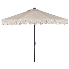 UV-Resistant Elegant Valance 9 Ft Auto Tilt Umbrella - Beige/White