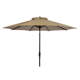 Athens Inside Out Striped 9 Ft Crank Outdoor Auto Tilt Umbrella - Beige/White