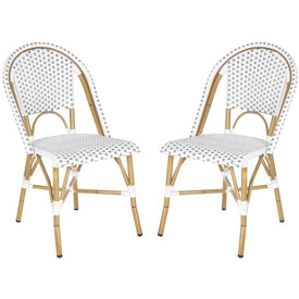 Salcha Indoor/Outdoor French Bistro Stacking Side Chairs Set of 2 - Gray/White/Light Brown