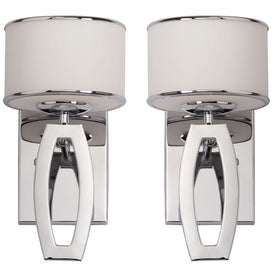 Lenora Single-Light Drum Wall Sconces Set of 2 - Chrome