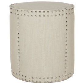 Paula Ottoman - Silver Nail Heads - Off White