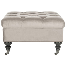 Angeline Tufted Ottoman - Mushroom Taupe/Espresso