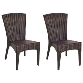 New Castle Wicker Side Chairs Set of 2 - Black/Brown