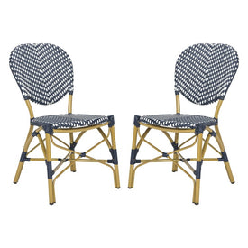 Lisbeth French Bistro Stacking Side Chairs Set of 2 - Navy/White