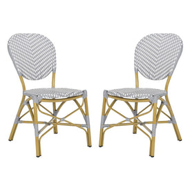 Lisbeth French Bistro Stacking Side Chairs Set of 2 - Gray/White