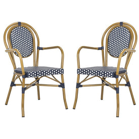 Rosen French Bistro Stacking Armchairs Set of 2 - Navy/White