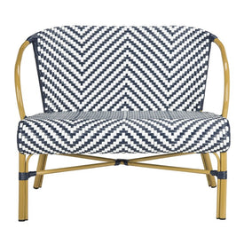 Dandra Herringbone Rattan Settee - Navy/White