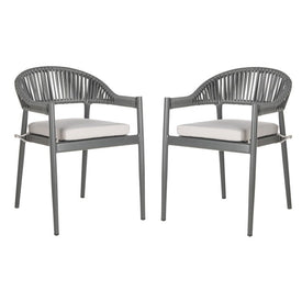Greer Stackable Rope Chairs Set of 2 - Gray/Gray Cushion