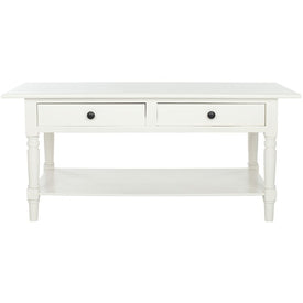 Boris Two-Drawer Coffee Table - Distressed Cream