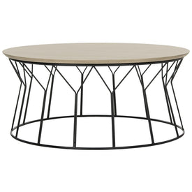 Deion Retro Mid-Century Wood Coffee Table - Light Oak/Black