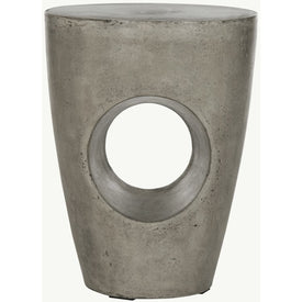 Aishi Indoor/Outdoor Modern Concrete Round Accent Table - Dark Gray