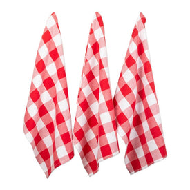 DII Red and White Buffalo Check Dish Towels Set of 3