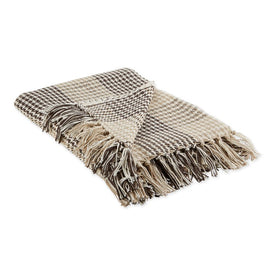 DII Dark Brown and Stone Houndstooth Plaid 60" x 50" Throw
