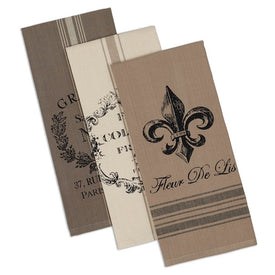 DII Assorted French Printed Dish Towels Set of 3