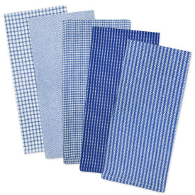 DII Assorted Blue Dish Towels Set of 5