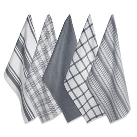 DII Assorted Gray Woven Dish Towels Set of 5