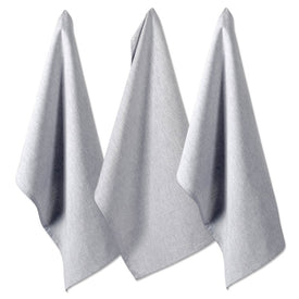 DII Gray Solid Chambray Dish Towels Set of 3