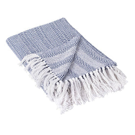 DII Nautical Blue Herringbone Stripe 60" x 50" Throw