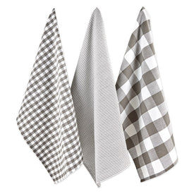 DII Gray/White Dish Towels Set